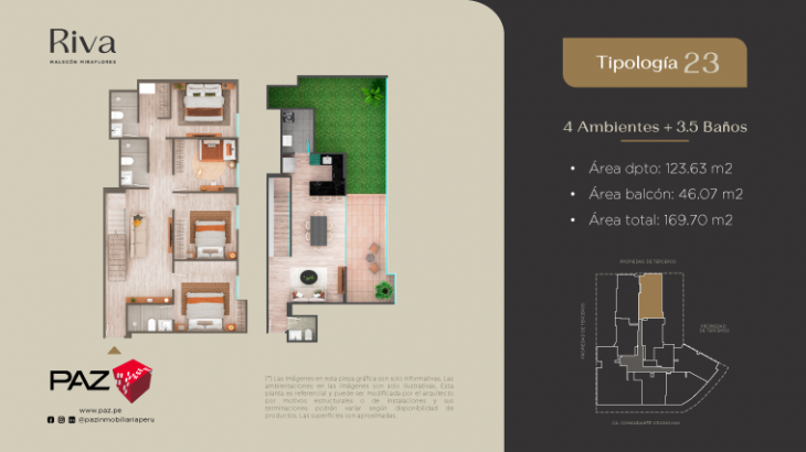 Plano del modelo 23 del proyecto Riva en Miraflores