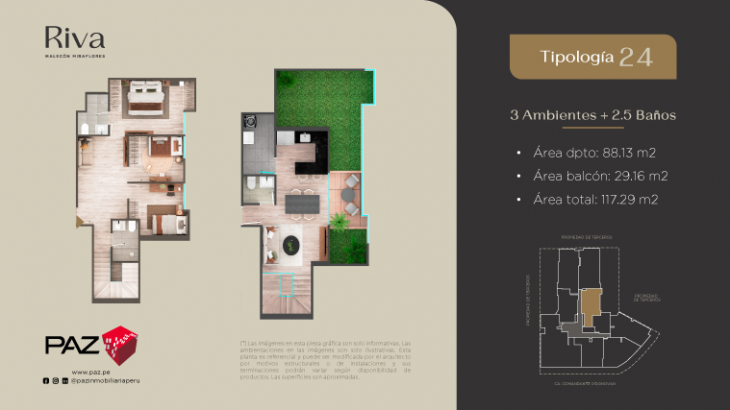 Plano del modelo 24 del proyecto Riva en Miraflores