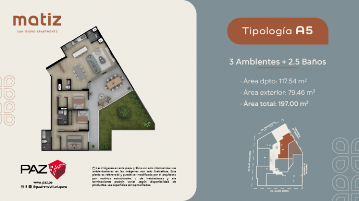 Plano del modelo A5 del proyecto Matiz en San Isidro