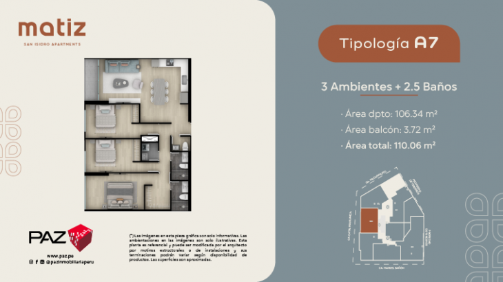 Plano del modelo A7 del proyecto Matiz en San Isidro