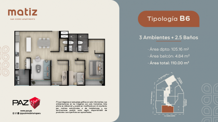 Plano del modelo B6 del proyecto Matiz en San Isidro