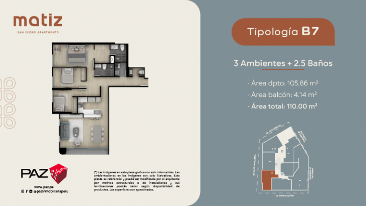 Plano del modelo B7 del proyecto Matiz en San Isidro