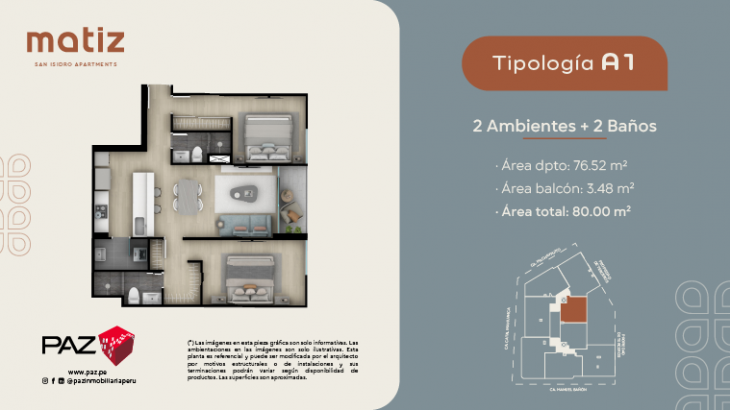 Plano del modelo A1 del proyecto Matiz en San Isidro