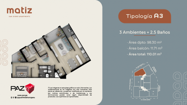 Plano del modelo A3 del proyecto Matiz en San Isidro