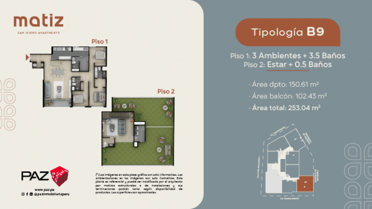 Plano del modelo B9 del proyecto Matiz en San Isidro