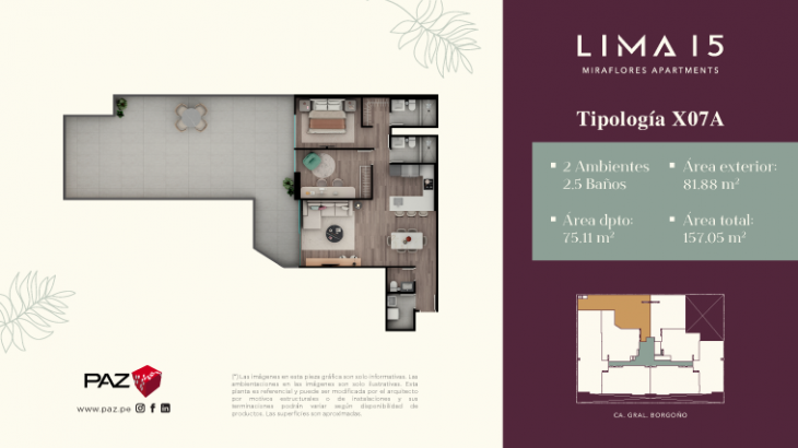 Plano del modelo 7A del proyecto LIMA 15 en Miraflores