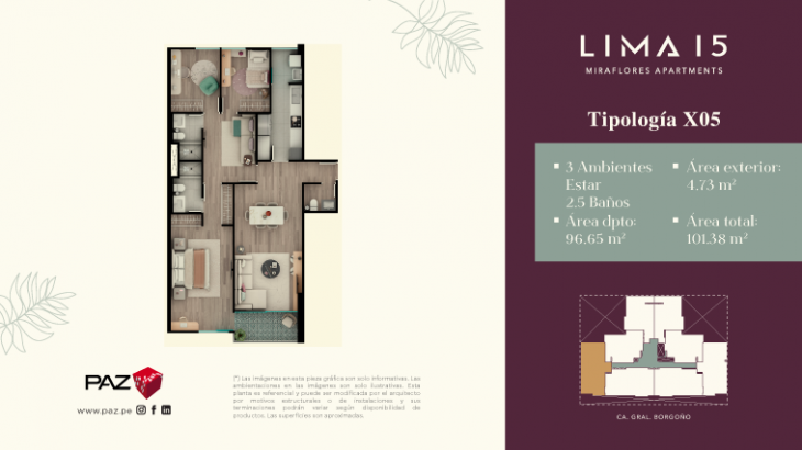 Plano del modelo 5 del proyecto LIMA 15 en Miraflores
