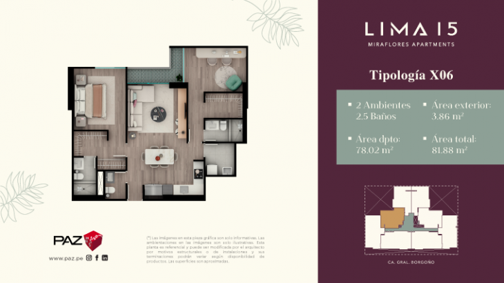 Plano del modelo 6 del proyecto LIMA 15 en Miraflores