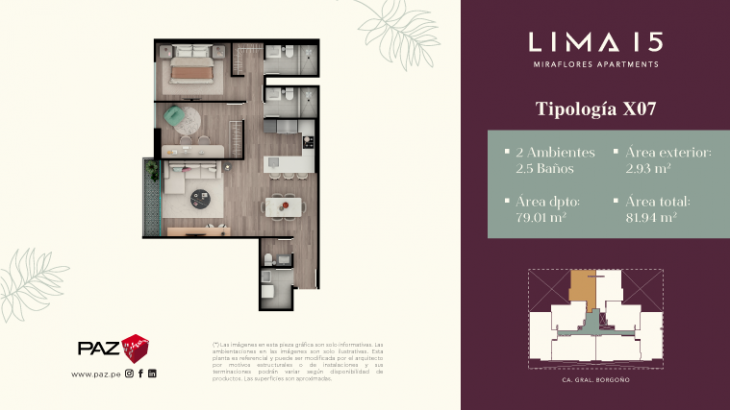 Plano del modelo 7 del proyecto LIMA 15 en Miraflores