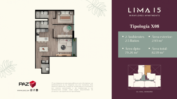 Plano del modelo 8 del proyecto LIMA 15 en Miraflores