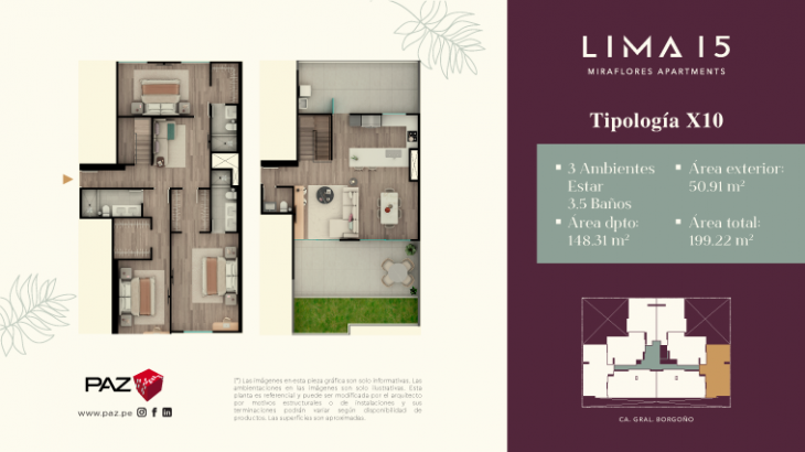 Plano del modelo 10 del proyecto LIMA 15 en Miraflores