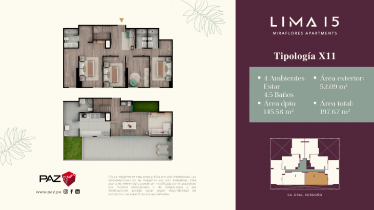 Plano del modelo 11 del proyecto LIMA 15 en Miraflores