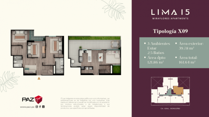 Plano del modelo 9 del proyecto LIMA 15 en Miraflores