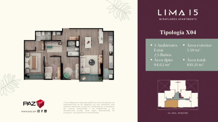 Plano del modelo 4 del proyecto LIMA 15 en Miraflores