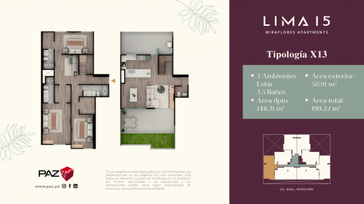 Plano del modelo 13 del proyecto LIMA 15 en Miraflores