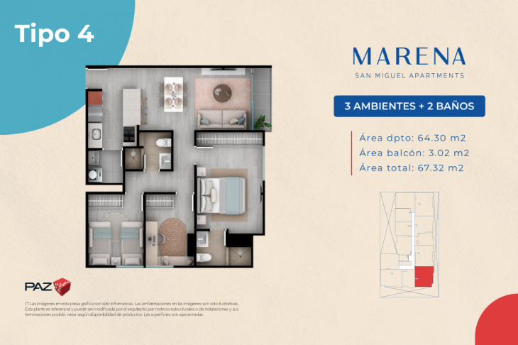 Plano del modelo 4 del proyecto Marena en San Miguel