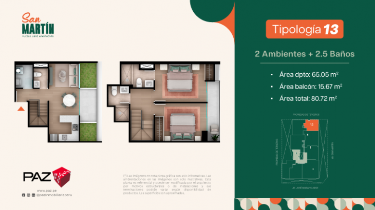 Plano del modelo 13 del proyecto San Martin en Pueblo Libre