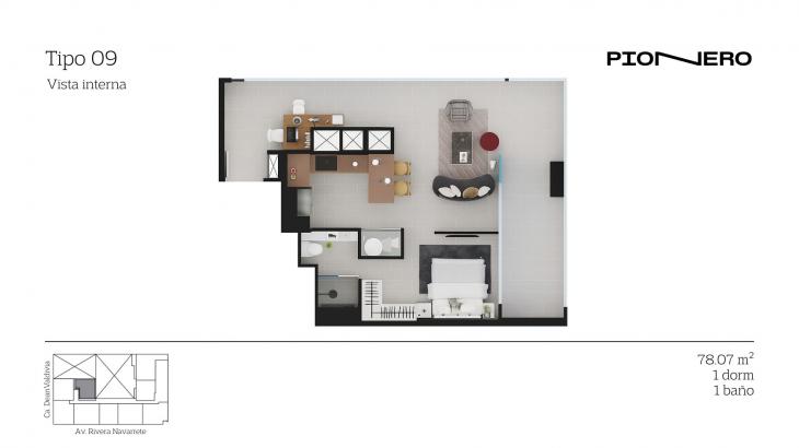 Plano del modelo TIPO 9 del proyecto Rivera Navarrete 548 en San Isidro