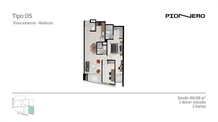 Plano del modelo TIPO 5 del proyecto Reducto 1421 en Miraflores