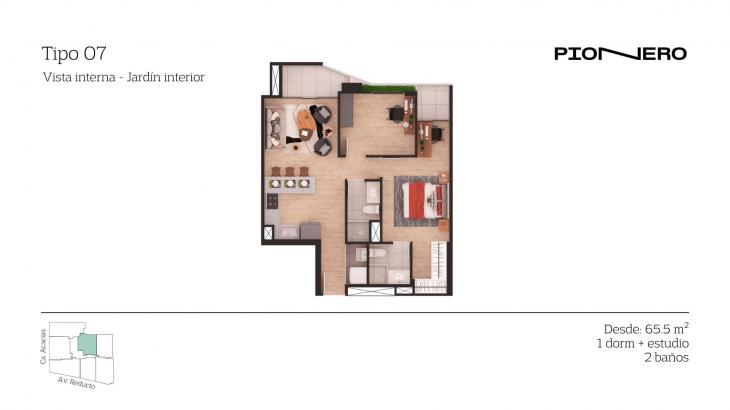 Plano del modelo TIPO 7 del proyecto Reducto 1421 en Miraflores