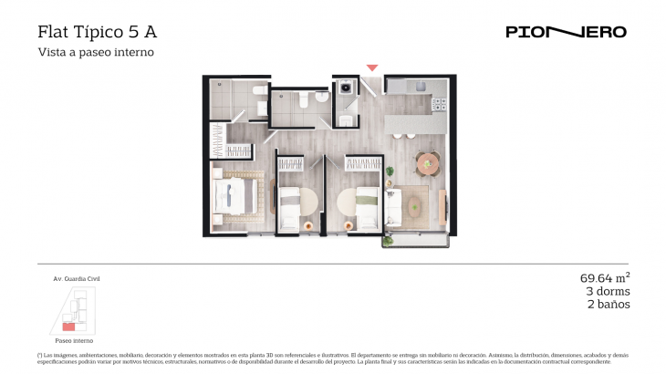 Plano del modelo Flat Típico 5 A del proyecto Guardia Civil Sur 314 en Chorrillos