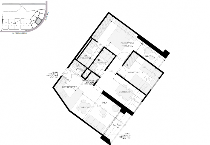 Plano del modelo A-X04 del proyecto Malecón San Bartolo en San Bartolo