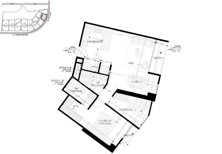 Plano del modelo A-X05 del proyecto Malecón San Bartolo en San Bartolo