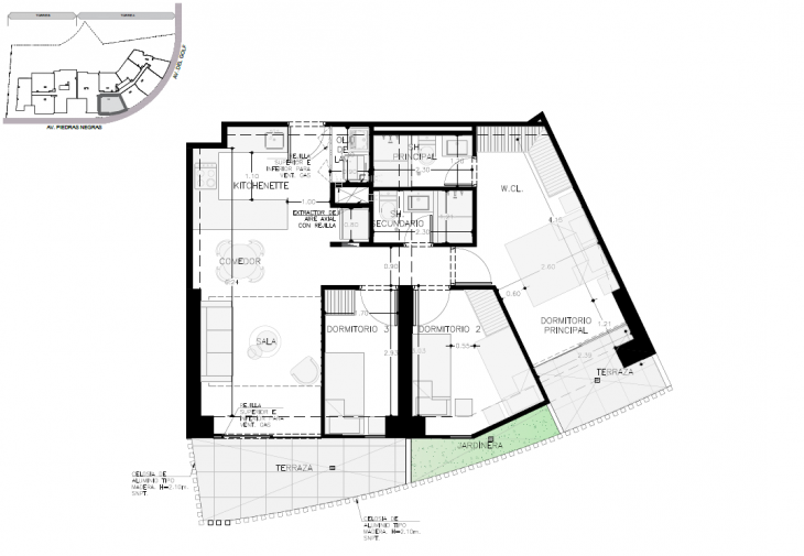 Plano del modelo A-101 del proyecto Malecón San Bartolo en San Bartolo