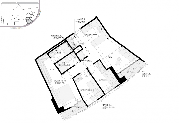 Plano del modelo A-102 del proyecto Malecón San Bartolo en San Bartolo