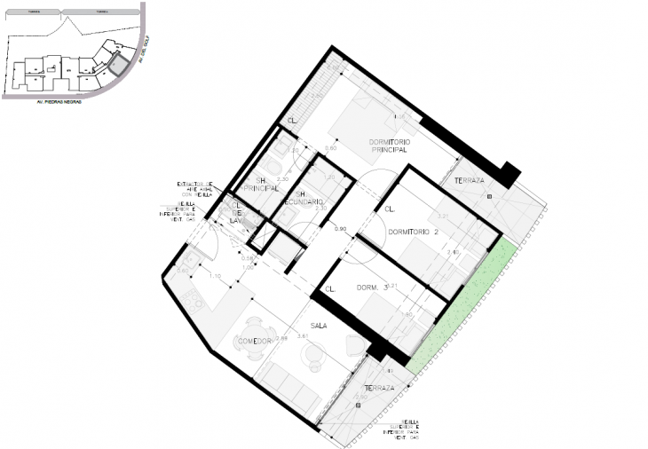 Plano del modelo A-103 del proyecto Malecón San Bartolo en San Bartolo