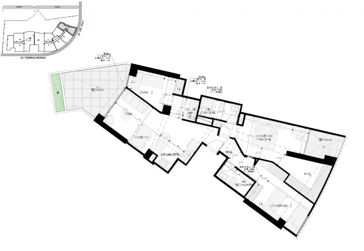 Plano del modelo A-104 del proyecto Malecón San Bartolo en San Bartolo