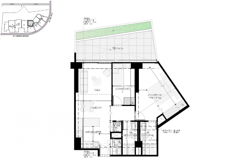 Plano del modelo A-106 del proyecto Malecón San Bartolo en San Bartolo