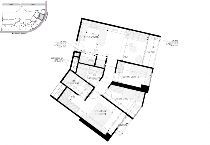 Plano del modelo A-204 del proyecto Malecón San Bartolo en San Bartolo