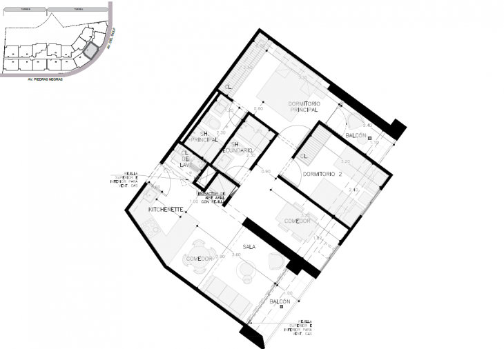 Plano del modelo A-X04-2 del proyecto Malecón San Bartolo en San Bartolo