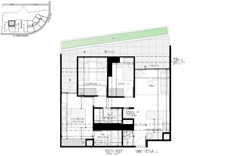 Plano del modelo B-102 del proyecto Malecón San Bartolo en San Bartolo