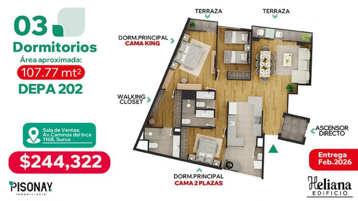 Plano del modelo 202 del proyecto HELIANA en Santiago De Surco
