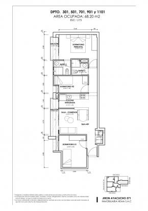 Plano del modelo Tipo 1 C del proyecto ANDIAMO en Magdalena Del Mar