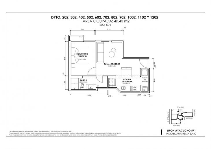 Plano del modelo Tipo 2 B del proyecto ANDIAMO en Magdalena Del Mar