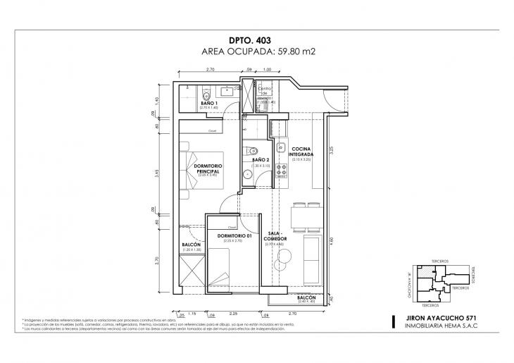 Plano del modelo Tipo 3 B del proyecto ANDIAMO en Magdalena Del Mar