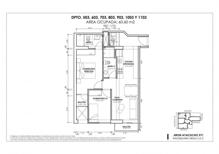 Plano del modelo Tipo 3 C del proyecto ANDIAMO en Magdalena Del Mar