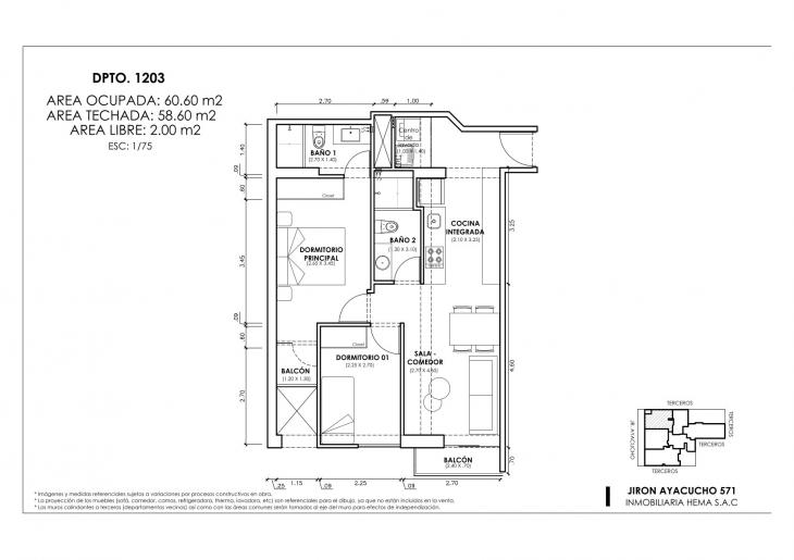 Plano del modelo Tipo 3 D del proyecto ANDIAMO en Magdalena Del Mar