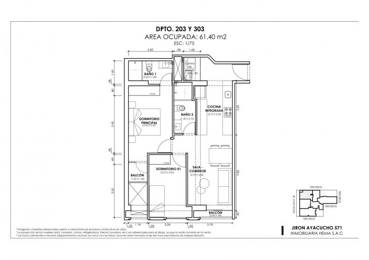 Plano del modelo Tipo 3 A del proyecto ANDIAMO en Magdalena Del Mar