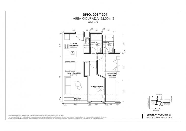 Plano del modelo Tipo 4 A del proyecto ANDIAMO en Magdalena Del Mar