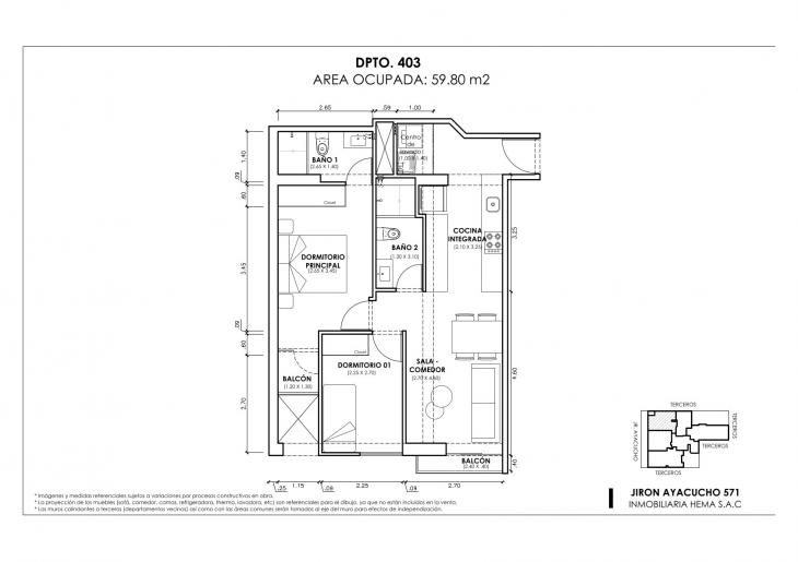 Plano del modelo Tipo 3 B del proyecto ANDIAMO en Magdalena Del Mar