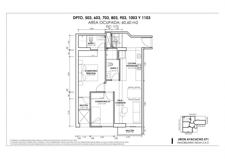 Plano del modelo Tipo 3 C del proyecto ANDIAMO en Magdalena Del Mar