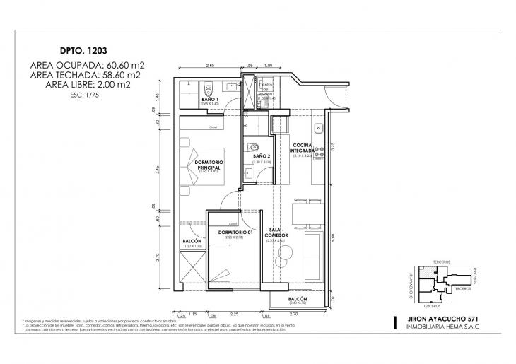 Plano del modelo Tipo 3 D del proyecto ANDIAMO en Magdalena Del Mar