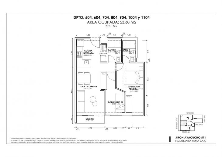 Plano del modelo Tipo 4 C del proyecto ANDIAMO en Magdalena Del Mar