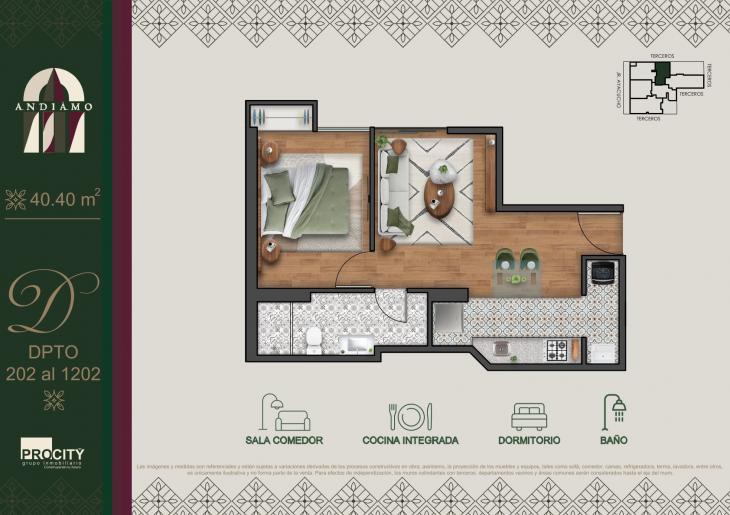 Plano del modelo Tipo 2 B del proyecto ANDIAMO en Magdalena Del Mar