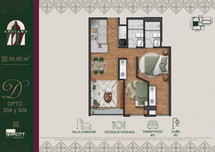 Plano del modelo Tipo 4 A del proyecto ANDIAMO en Magdalena Del Mar