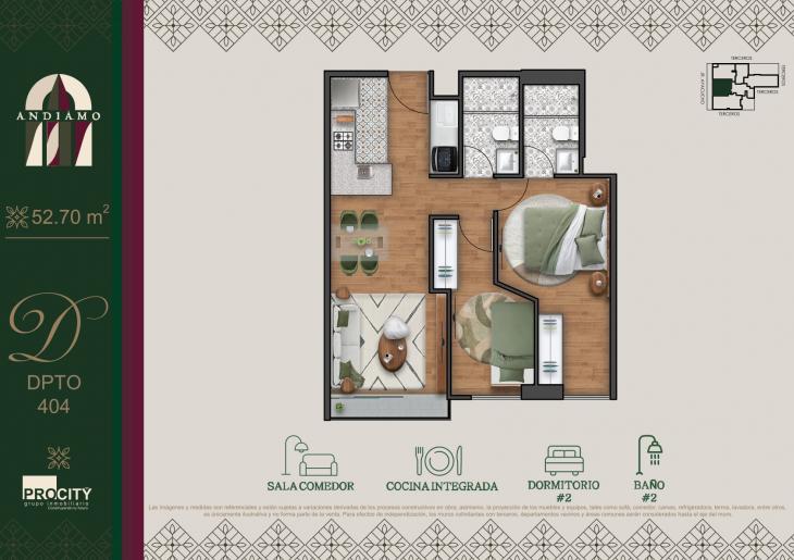 Plano del modelo Tipo 4 B del proyecto ANDIAMO en Magdalena Del Mar